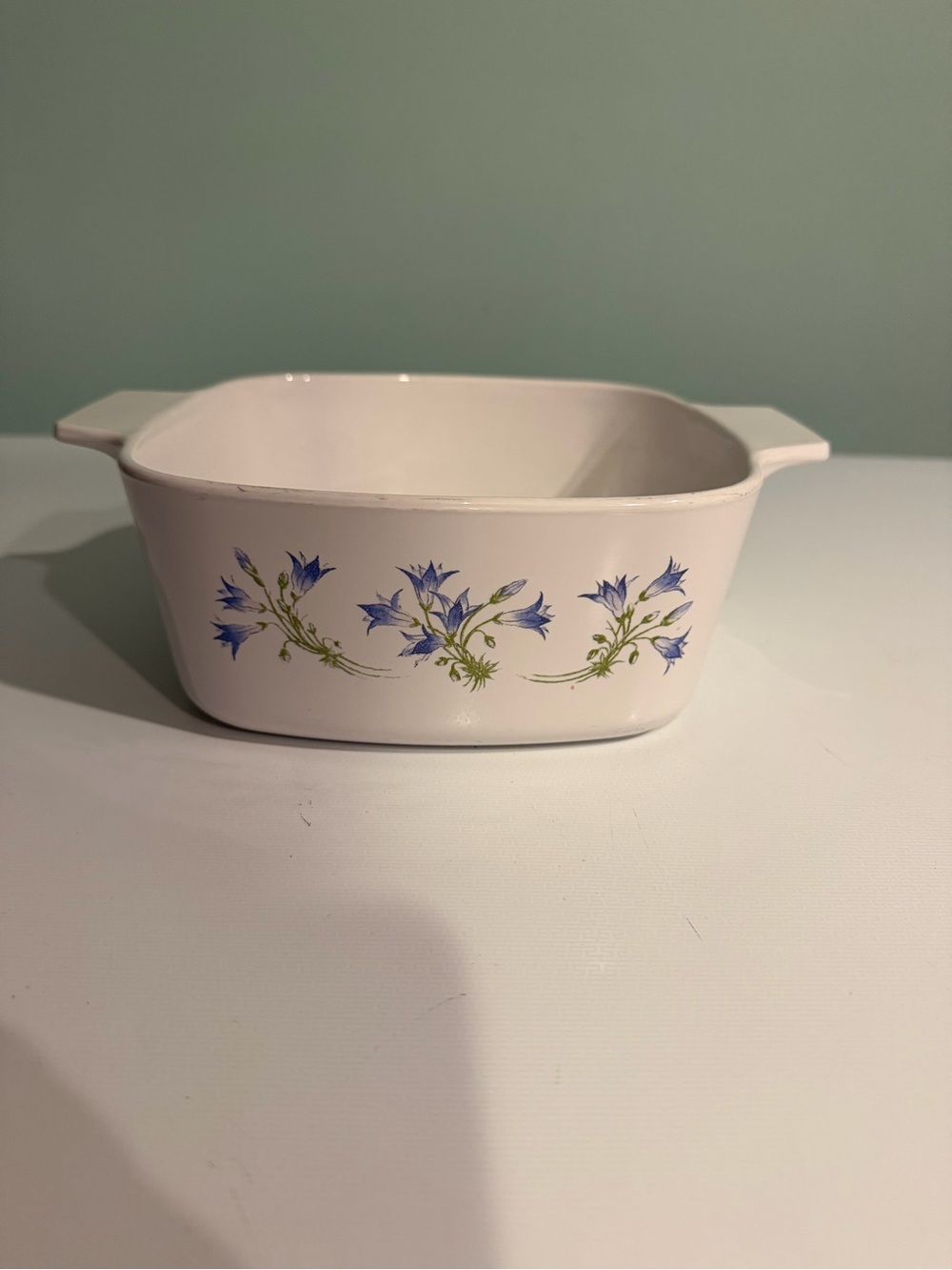 Corningware White Stoneware Baking Dish with Blue Floral Sprays
